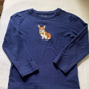 Janie and Jack Blue Long Sleeve Tee with Corgi Design